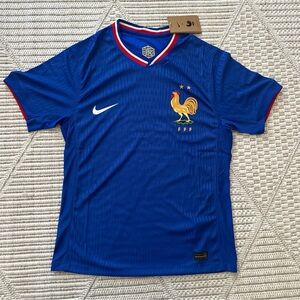 Nike Blue France FFF Men's Soccer Jersey with Red & White Trim